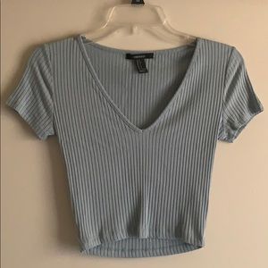 Ribbed V-Neck Cropped Top